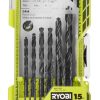 RYOBI 15 pz. Set di punte per trapano in ossido nero con gambo tondo Accessori 06V0D786