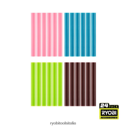 RYOBI 24 pz. Stick di colla di vari colori a grandezza naturale Accessori 06V0D741